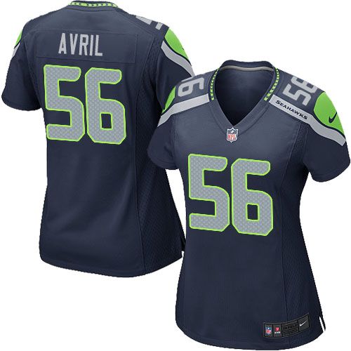 Nike Seahawks #56 Cliff Avril Steel Blue Team Color Women's Stitched NFL Elite Jersey
